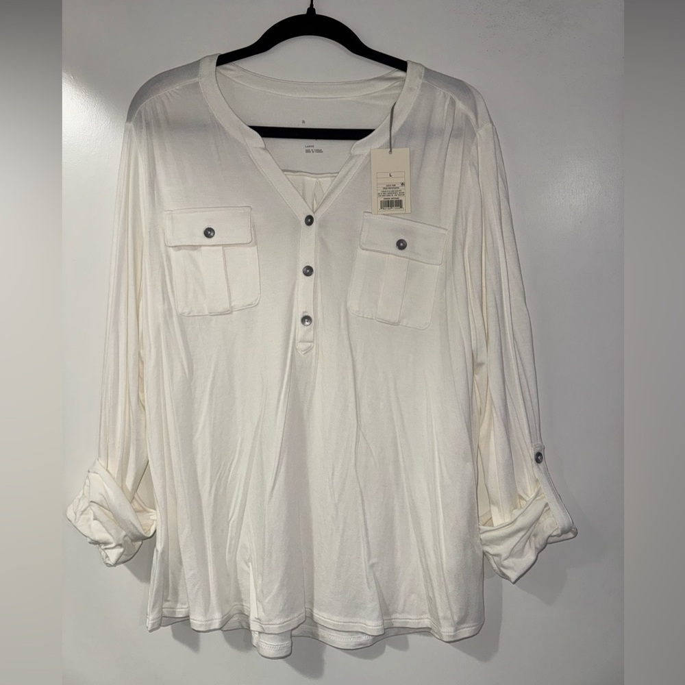 A New Day White Button Down Shirt Relaxed Fit